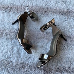 Zara Size 36 Metallic Ankle Strap Peep Toe Heels